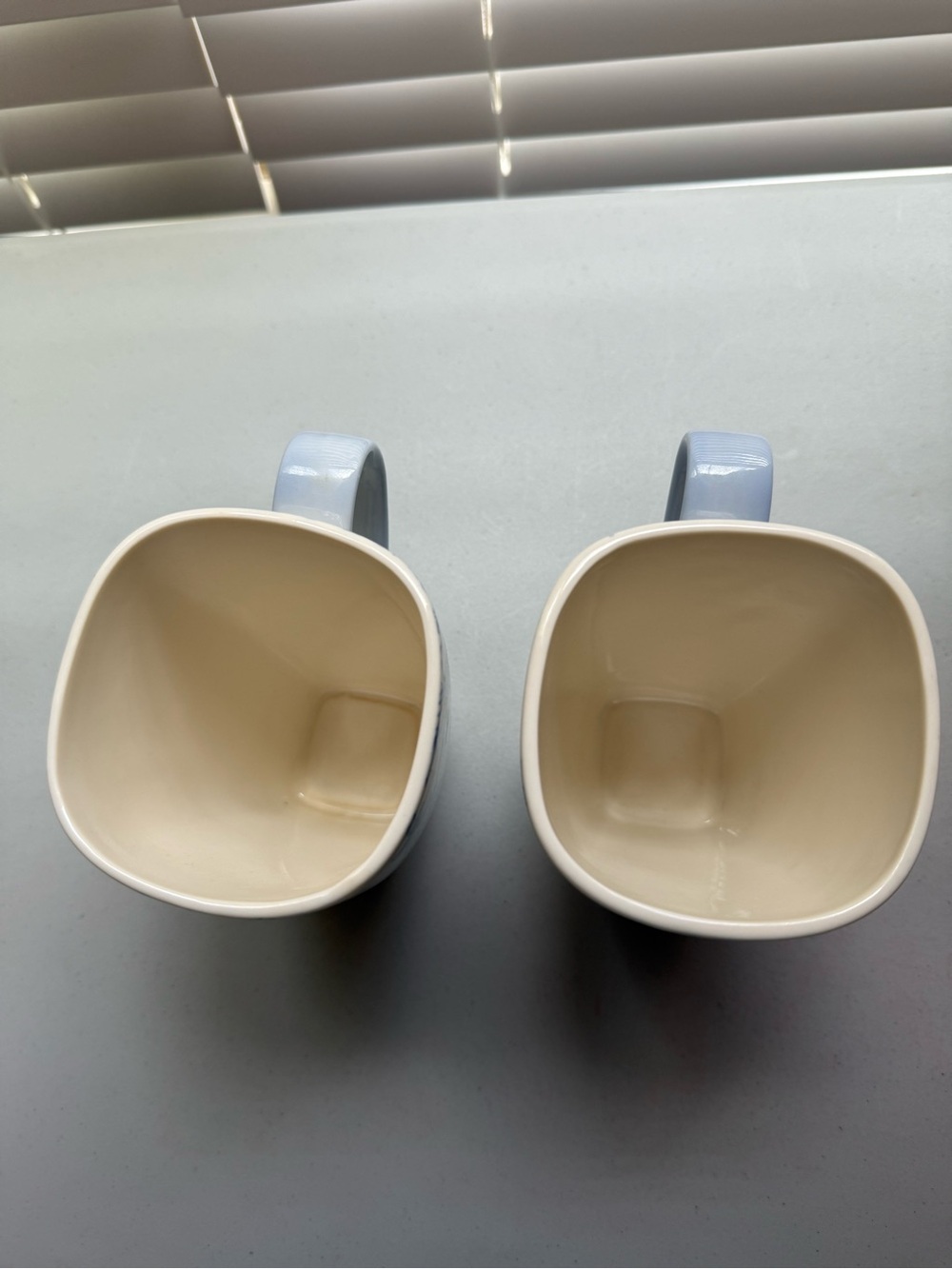 Source Unknown White Porcelain Mugs with Blue Floral Pattern - Set of 2 - Picture 3 of 4